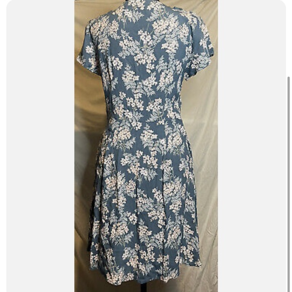 LOFT Blue Floral Button Dress Size 2 - Picture 2 of 9